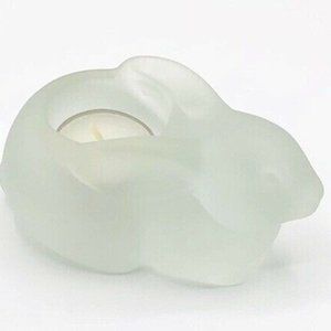 Frosted Glass Easter Bunny Rabbit Votive Tealight Holder 4-11/16"L x 2-1/2"W